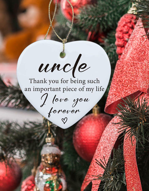 Load image into Gallery viewer, Uncle Gifts Heart Ceramic Ornament Sign Christmas Birthday Gift
