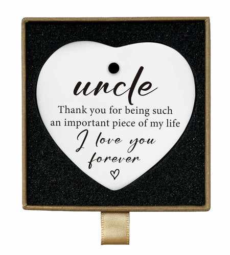 Uncle Gifts Heart Ceramic Ornament Sign Christmas Birthday Gift