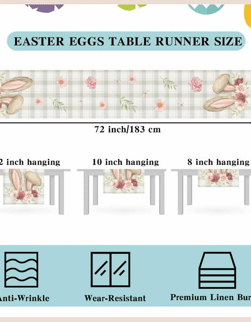 Load image into Gallery viewer, Watercolour Linen Easter Table Runner Spring Holiday Decor 13x72 Inch
