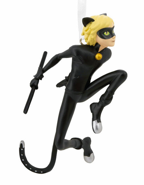 Load image into Gallery viewer, Hallmark Miraculous Cat Noir Christmas Ornament 2024 Black Bodysuit Mask
