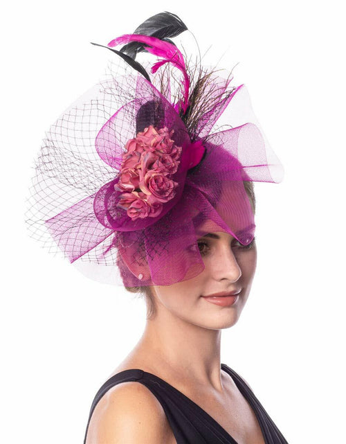 Load image into Gallery viewer, Lucky Leaf Fascinators Hair Clip Headband Pillbox Hat Fuschia Medium
