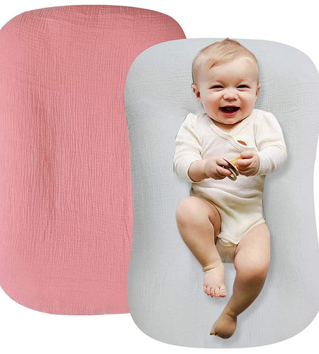 YCHWFF Muslin Baby Lounger Cover 2 Pack Organic Cotton Removable Slipcover