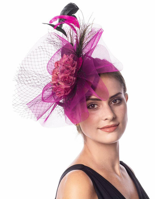 Load image into Gallery viewer, Lucky Leaf Fascinators Hair Clip Headband Pillbox Hat Fuschia Medium
