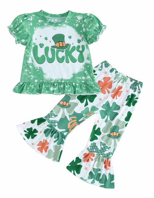 Load image into Gallery viewer, FYBITBO Toddler Baby Girl St Patricks Day Clover T Shirt Bell Bottoms 18-24M
