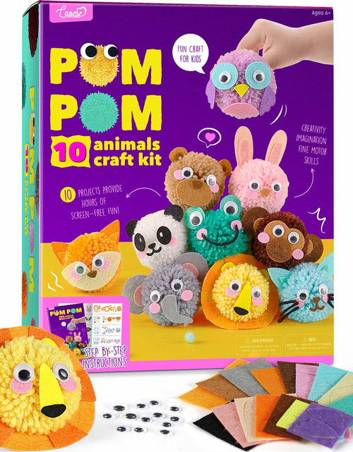 Load image into Gallery viewer, Pom Pom Craft Kit DIY Plush Animal Art Project Kids Ages 6-9
