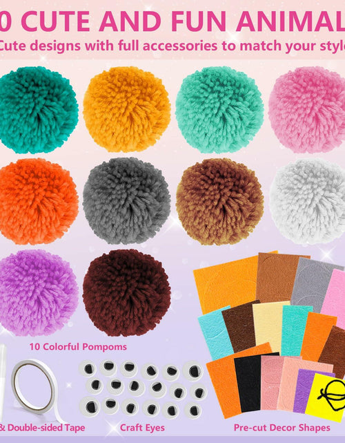 Load image into Gallery viewer, Pom Pom Craft Kit DIY Plush Animal Art Project Kids Ages 6-9
