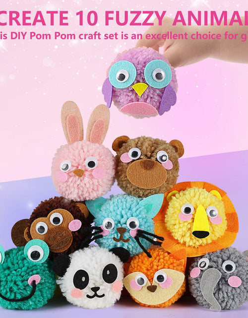 Load image into Gallery viewer, Pom Pom Craft Kit DIY Plush Animal Art Project Kids Ages 6-9
