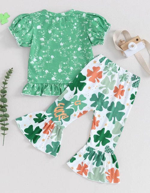 Load image into Gallery viewer, FYBITBO Toddler Baby Girl St Patricks Day Clover T Shirt Bell Bottoms 18-24M
