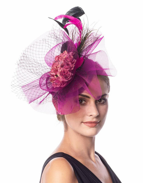 Load image into Gallery viewer, Lucky Leaf Fascinators Hair Clip Headband Pillbox Hat Fuschia Medium
