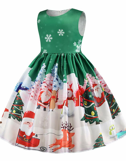 Load image into Gallery viewer, Cichic Girls Santa Christmas Dress Sleeveless Green Size 2T 3T

