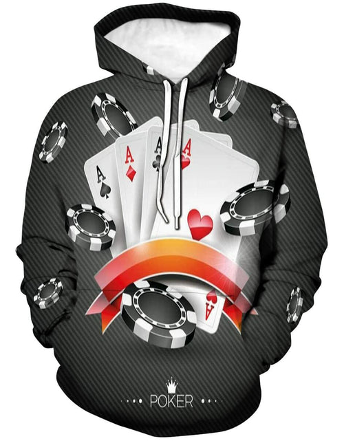 Load image into Gallery viewer, Cerbukt Men's 3D Novelty Hoodie Poker Cards Spread Chips Size 2XL
