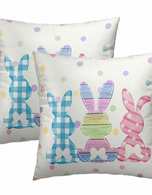Load image into Gallery viewer, Easter Rabbit Cotton Throw Pillow Covers 18x18 Inch Set of 2 Buffalo Plaid
