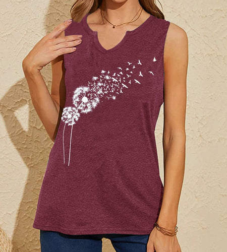 YIUIERE Womens Floral Graphic Tank Top V Neck Sleeveless Purple1 Size S