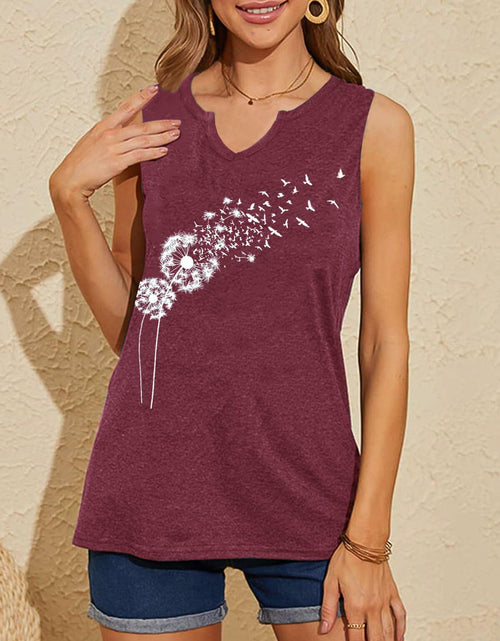 Load image into Gallery viewer, YIUIERE Womens Floral Graphic Tank Top V Neck Sleeveless Purple1 Size S
