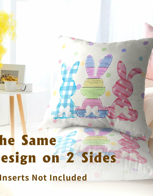 Load image into Gallery viewer, Easter Rabbit Cotton Throw Pillow Covers 18x18 Inch Set of 2 Buffalo Plaid
