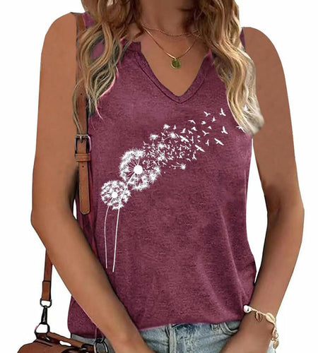 YIUIERE Womens Floral Graphic Tank Top V Neck Sleeveless Purple1 Size S