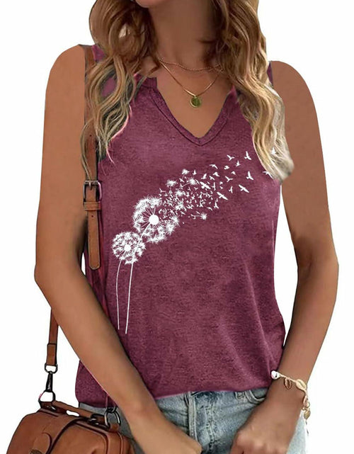 Load image into Gallery viewer, YIUIERE Womens Floral Graphic Tank Top V Neck Sleeveless Purple1 Size S
