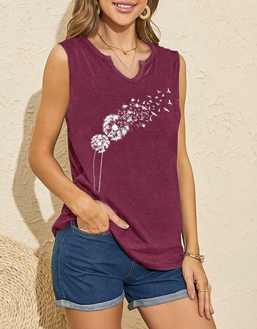 Load image into Gallery viewer, YIUIERE Womens Floral Graphic Tank Top V Neck Sleeveless Purple1 Size S
