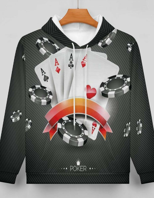 Load image into Gallery viewer, Cerbukt Men's 3D Novelty Hoodie Poker Cards Spread Chips Size 2XL
