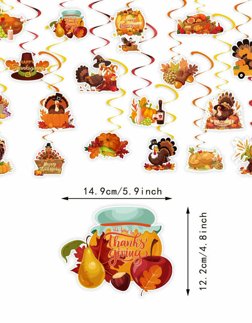 Load image into Gallery viewer, 36 PCS Thanksgiving Hanging Swirls Ceiling Streamers Turkey Pumpkin Leaves
