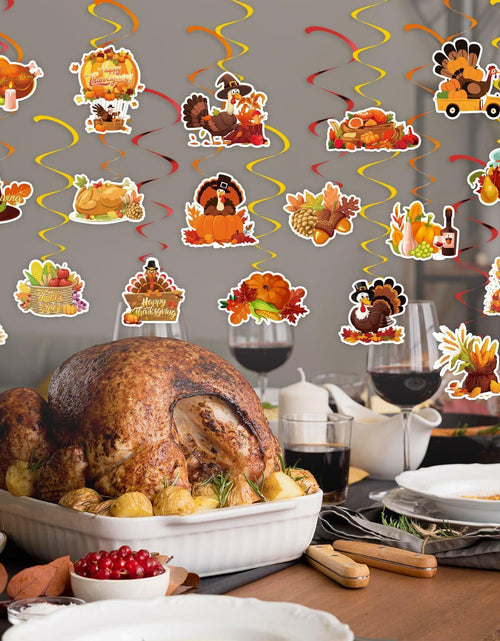 Load image into Gallery viewer, 36 PCS Thanksgiving Hanging Swirls Ceiling Streamers Turkey Pumpkin Leaves
