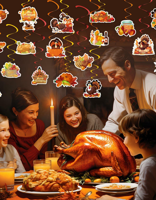 Load image into Gallery viewer, 36 PCS Thanksgiving Hanging Swirls Ceiling Streamers Turkey Pumpkin Leaves
