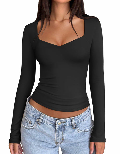 Load image into Gallery viewer, PINKMSTYLE V Neck Long Sleeve T Shirt Women Grey Size XXL
