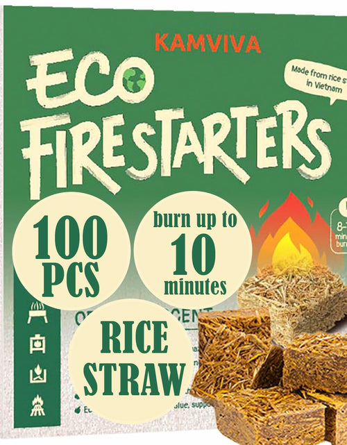 Load image into Gallery viewer, KAMVIVA Fire Starters Rice Straw Food Grade Wax 100 Squares Natural
