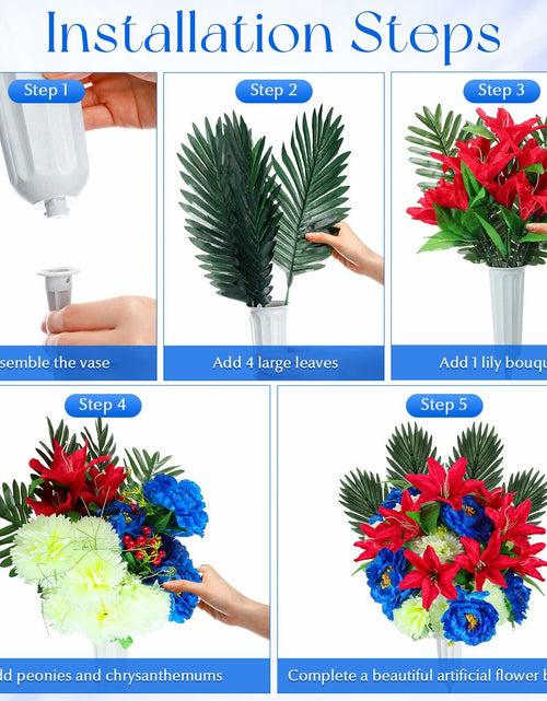 Load image into Gallery viewer, Riceshoot Artificial Memorial Red Lily Bouquet for Gravesite, Single Stem
