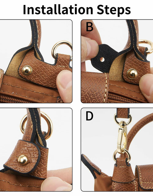 Load image into Gallery viewer, DEVPSISR Leather Adjustable Purse Strap for Longchamp Handbag Black Silver

