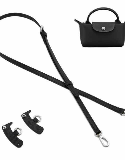 Load image into Gallery viewer, DEVPSISR Leather Adjustable Purse Strap for Longchamp Handbag Black Silver

