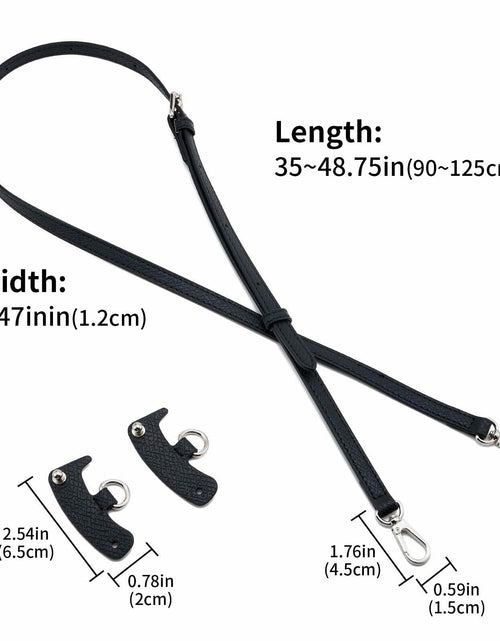 Load image into Gallery viewer, DEVPSISR Leather Adjustable Purse Strap for Longchamp Handbag Black Silver
