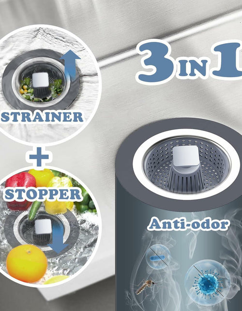Load image into Gallery viewer, 304 Stainless Steel Sink Strainer Basket with Stopper Lid 3.5 Inch Drain Silver

