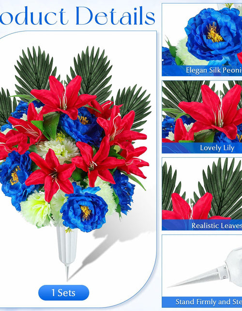 Load image into Gallery viewer, Riceshoot Artificial Memorial Red Lily Bouquet for Gravesite, Single Stem
