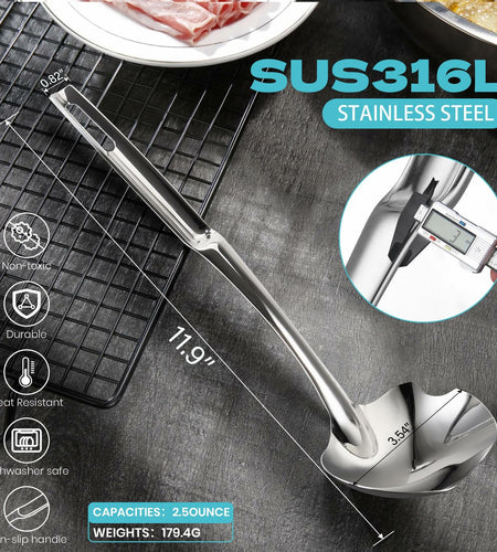 Skimmer Slotted Spoon 316L Stainless Steel 12" Heat-Proof Handle Kitchen Utensil