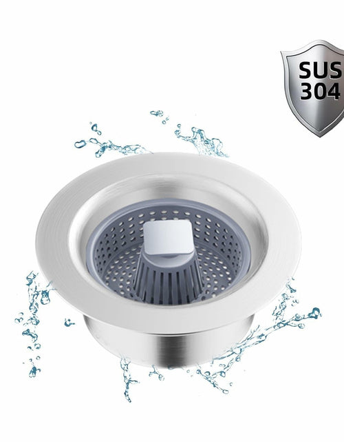 Load image into Gallery viewer, 304 Stainless Steel Sink Strainer Basket with Stopper Lid 3.5 Inch Drain Silver
