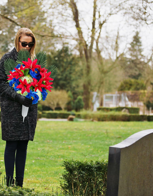 Load image into Gallery viewer, Riceshoot Artificial Memorial Red Lily Bouquet for Gravesite, Single Stem
