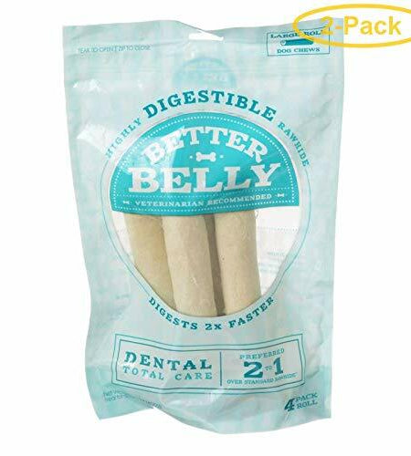 BestBy07/25 Better Belly Rawhide Dental Rolls Large 4 Count Pack DN-20036 14 oz