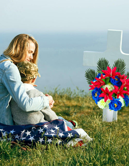 Load image into Gallery viewer, Riceshoot Artificial Memorial Red Lily Bouquet for Gravesite, Single Stem
