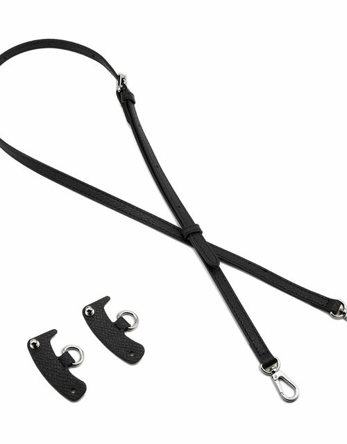 Load image into Gallery viewer, DEVPSISR Leather Adjustable Purse Strap for Longchamp Handbag Black Silver
