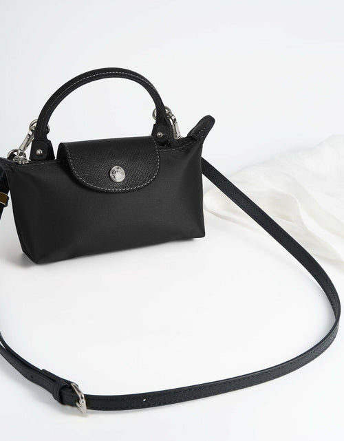 Load image into Gallery viewer, DEVPSISR Leather Adjustable Purse Strap for Longchamp Handbag Black Silver

