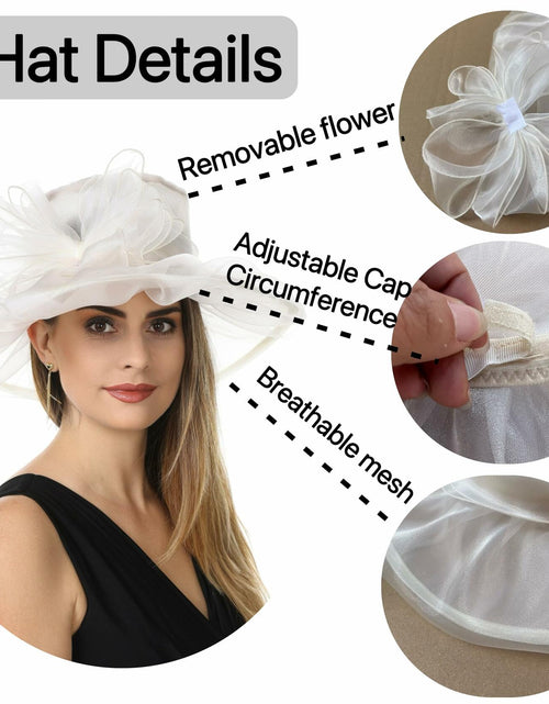 Load image into Gallery viewer, SAFERIN Women's Organza Church Bridal Wedding Hat Beige Bowknot TZ-3
