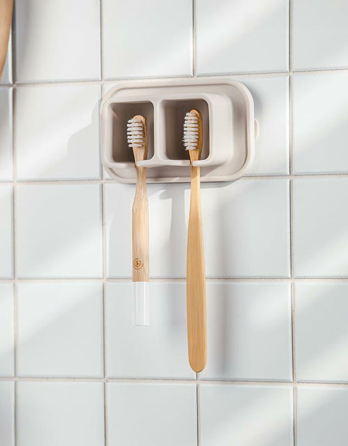 Load image into Gallery viewer, ONUCP Silicone Suction Toothbrush Holder 2-Slot Wall Mount Sand Beige
