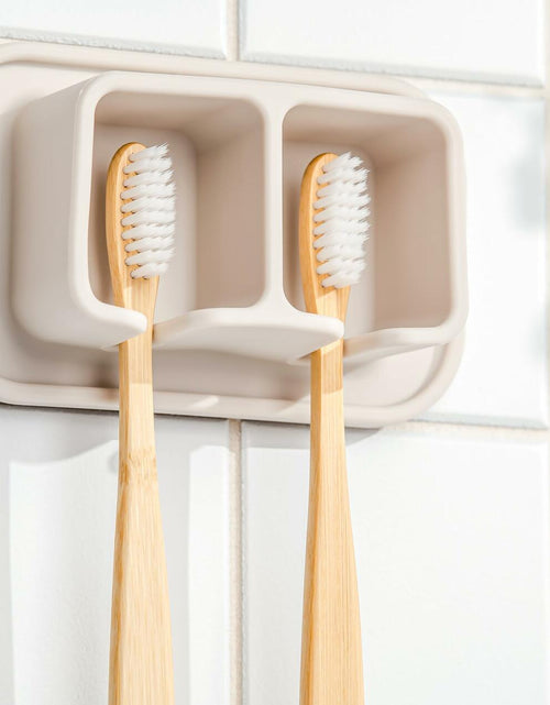 Load image into Gallery viewer, ONUCP Silicone Suction Toothbrush Holder 2-Slot Wall Mount Sand Beige
