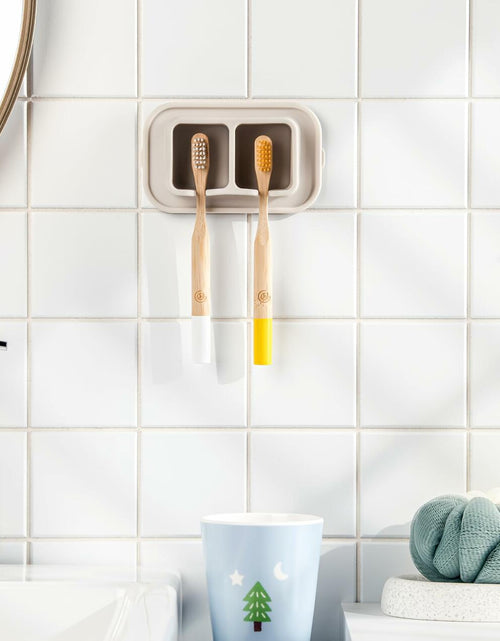 Load image into Gallery viewer, ONUCP Silicone Suction Toothbrush Holder 2-Slot Wall Mount Sand Beige
