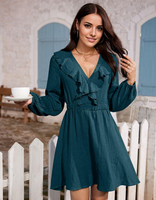 Load image into Gallery viewer, Boho Women's A-Line Mini Skater Dress High Waist Elastic Waistband Royal Size L
