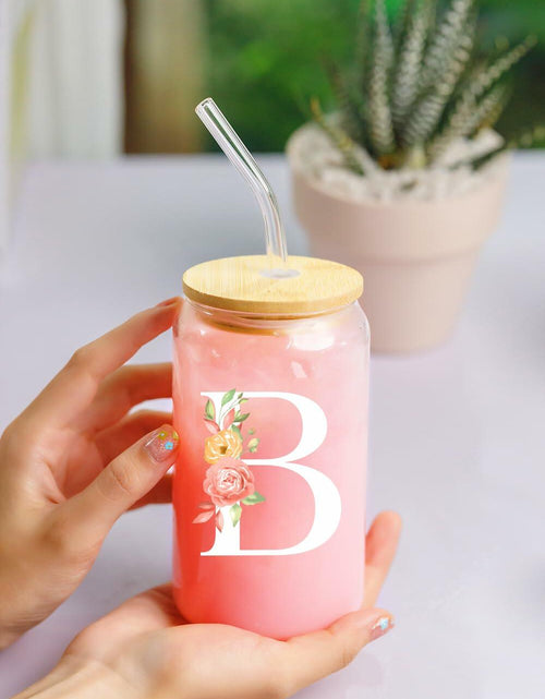 Load image into Gallery viewer, NewEleven Personalized Monogrammed Coffee Glass 16oz Letter D Women
