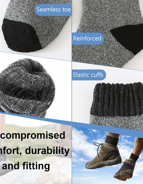 Load image into Gallery viewer, ATTIQOZI Men's Merino Wool Thermal Crew Socks Gray Khaki Blue 6 Pairs Size 8-13
