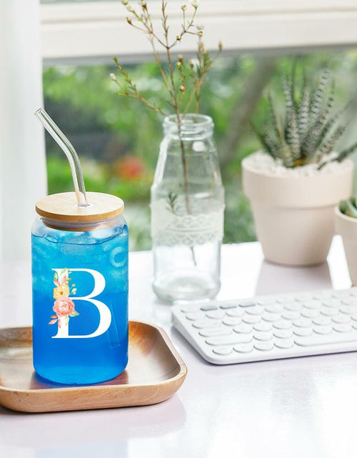 Load image into Gallery viewer, NewEleven Personalized Monogrammed Coffee Glass 16oz Letter D Women
