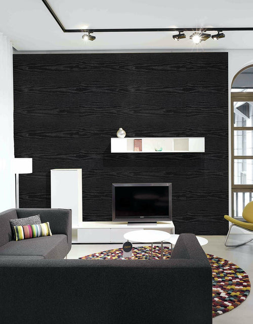 Load image into Gallery viewer, LOVADA Peel and Stick Black Wood Wallpaper 17.5x100 Inch Self Adhesive
